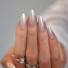 24Pcs White French Long Almond Fake Nails With Rhinestone Bow And Cherry Design Round Head Press On Nail Tips