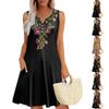 Женские летние платья Свободные сарафаны без рукавов с V-образным вырезом Платье с карманами