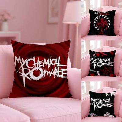 Горячий рок My Chemical Romance Чехол для подушки группы Клещестойкий Наволочка Невидимая молния Шелковистый короткий плюш Чехол для диванной подушки