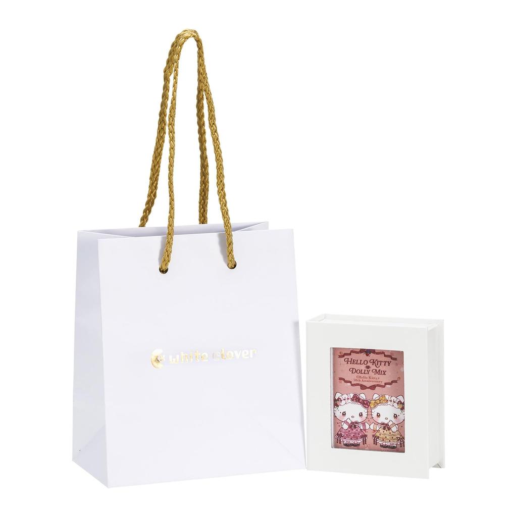 White Clover Necklace Hello Kitty 50th Anniversary Sanrio Characters Silver 925 Cubic Zirconia Ribbon "DOLLY MIX" SAKT50-N003RD