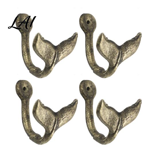 Decorative Hooks for Robes 4PCS Iron Hooks Space Wall Whale Tail Saving Coastal Towel Rustic Farmhouse Hanger Hangers Mounted Towels Keys