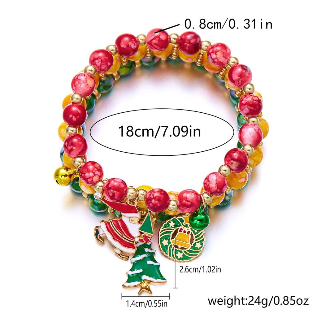 3Pcs/Set Merry Christmas Tree Snowman Santa Claus Bracelets For Women Men Acrylic Beads Christmas Deer Bracelet New Year Jewelry