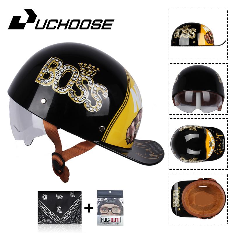 Uchoose бейсбольная кепка, мотоциклетный винтажный ретро-шлем, летние шлемы с открытым лицом, скутер, круизер, чоппер, гангстер, DS, для мужчин, женщин, детей