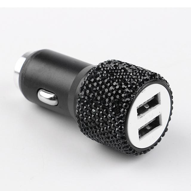 Автомобильное зарядное устройство Diamond USB с двойным портом, быстрая зарядка 5 В 2,1 А, автодекор, блестящие стразы, Стайлинг, автомобильные аксессуары, интерьер для женщин