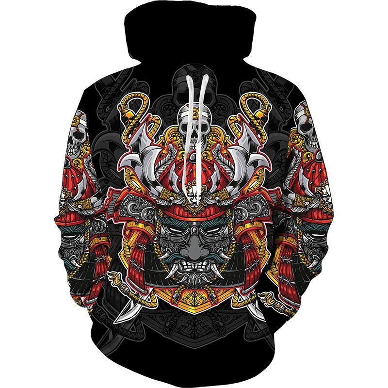 Trend Japanese Samurai Pattern Hoodies For Men Spring Autumn Long Sleeve Kids 3D Printed Pullover Loose Streetwear Harajuku Tops