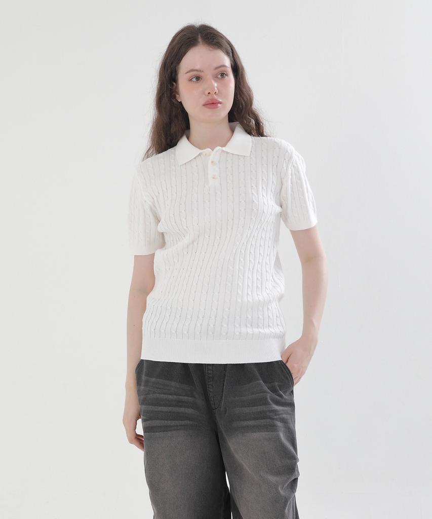 POLYGRAM Washable Cotton Cable Collar Half Knit - 4 Colors