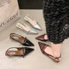 Kitten Heel High Heels Bag Head Sandals New Summer Pointed Soft Leather Commuter Shoes
