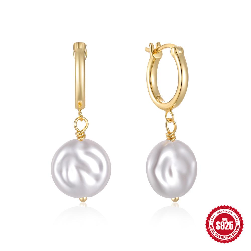 Simple Pearl Zircon S925 Sterling Silver Temperament Elegant Design Earrings Earrings Pearl Earrings