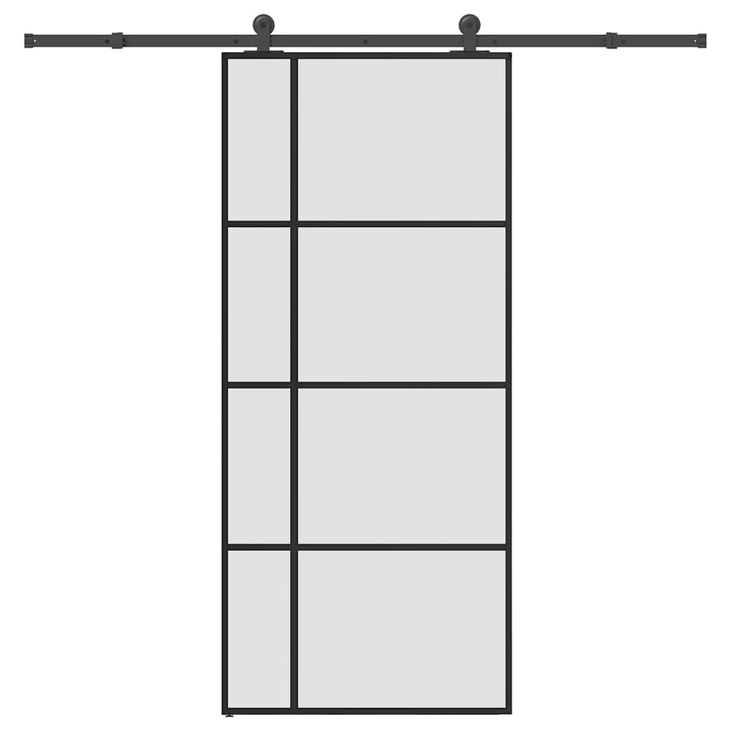 Vidaxl Drzwi Przesuwne Z Osprzętem, 90X205 Cm, Szkło Esg I Aluminium