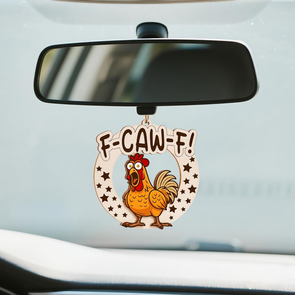 Funny F-Caw-F Chicken Christmas Ornament, Wooden Fcawf Chicken Ornament, Unique Gift For Chicken Lovers, Adults, Women, Christmas Chicken Decoration