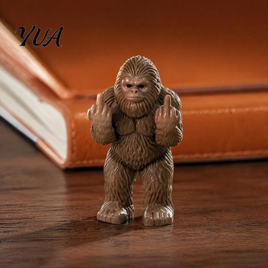Festive Halloween Party Supplies Mini Monkey Figurine, Funny Resin Frog Statue with Middle Finger Gesture, Sarcastic Conversation Starter Desk