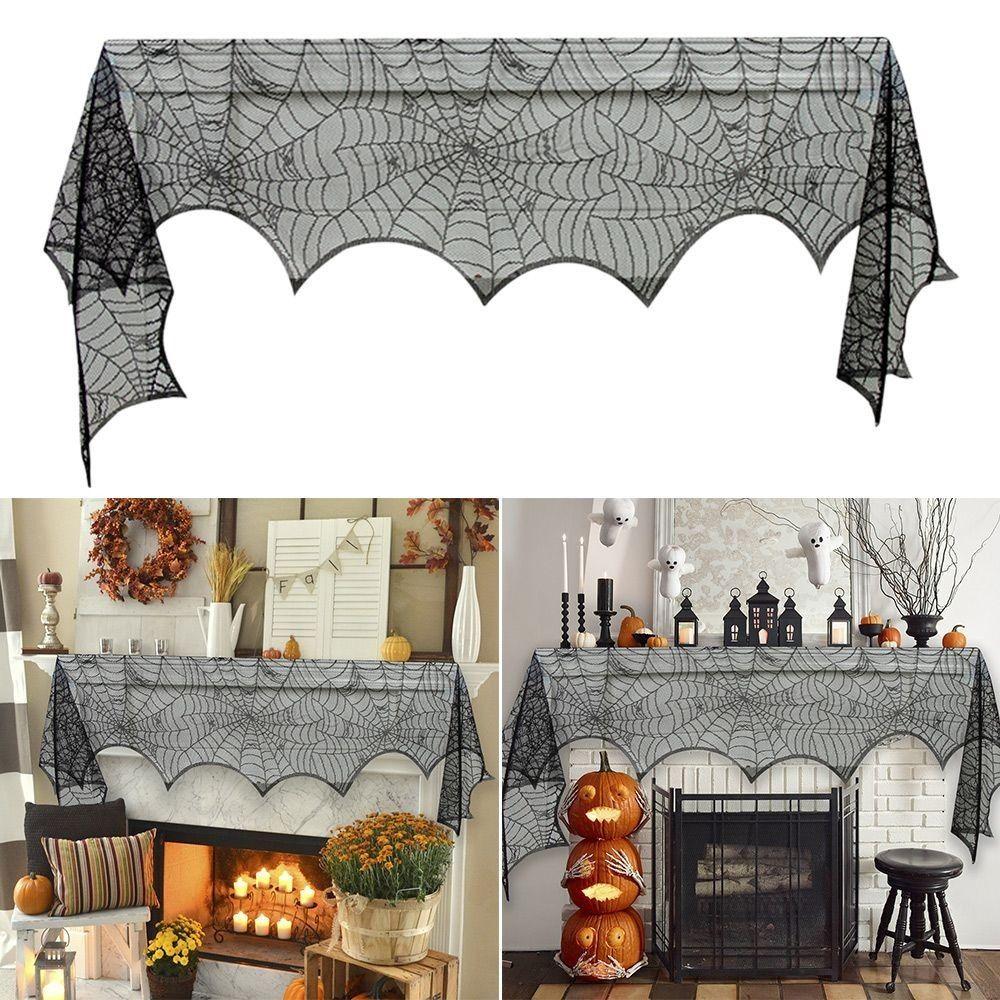 Fireplace Mantel Cobweb Tablecloth Lace Fireplace Mantle Cover New Bat Table Runner Table