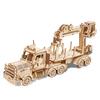 Hallisun 3D Wooden Puzzle Truck Crane 3D Puzzle Moving Wooden Car Mechanical Craft Handicraft DIY Mechanical Adult Birthday Assembly Kit 3D Puzzle Toy