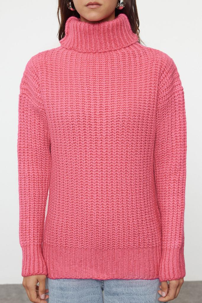 Women's Fashionable Stylish Sweater Black Wide Fit Soft Textured Basic Knitwear Sweater