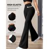Women's High Waisted Flared Bottoms - Stretchy Black Polyester Pants with Tummy Tuck, Slimming Fit and Breathable Design, Suitable for Casual Wear