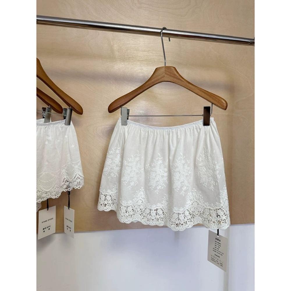 «Сложенная занавеска для пукания», нескользящая юбка средней длины с низом, женская весенняя новинка из кружева, маленькая занавеска для пукания с эластичной талией