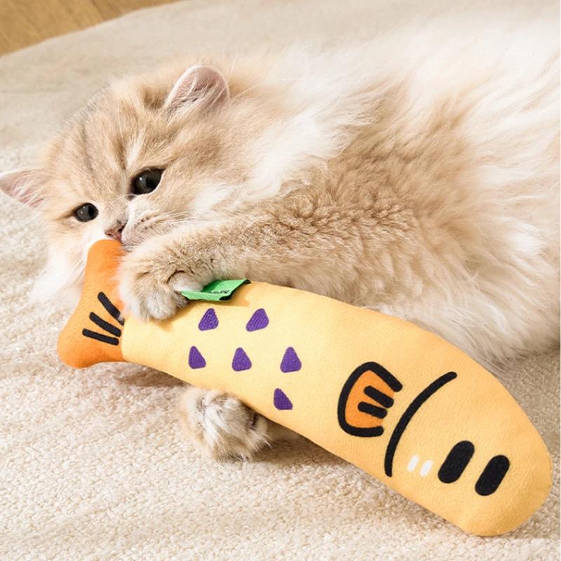 Игрушки для кошек с кошачьей мятой, льняная игрушка для дразнения котят в форме рыбки, 26 см/10,24 дюйма, интерактивные игрушки для кошек, пинающие мягкие игрушки с кошачьей мятой