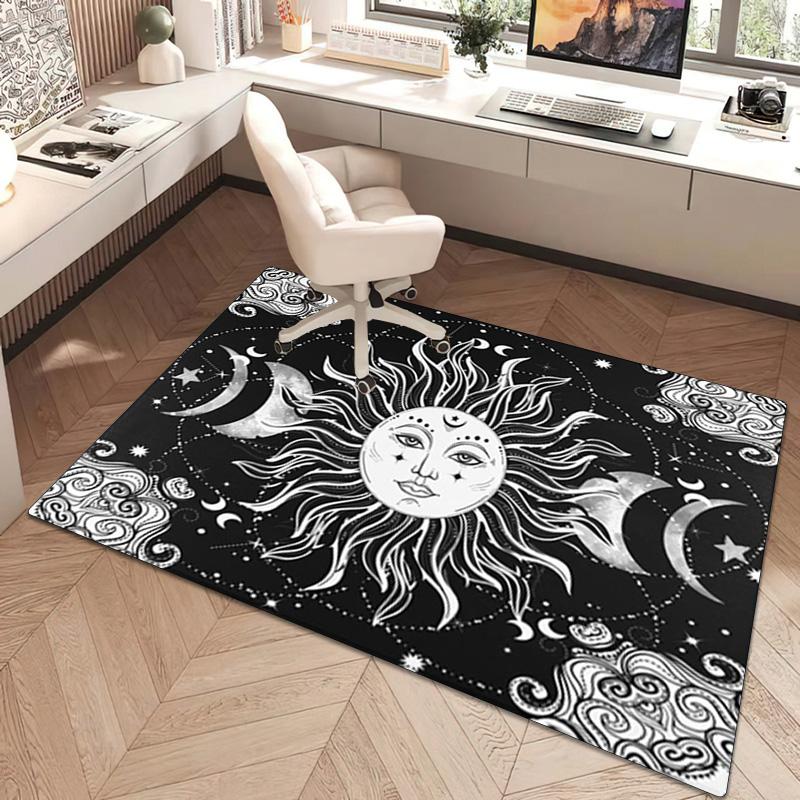 1Pc Sun and Moon Print Rug - home decoration Carpet For Living Room Bedroom Flooring Computer Chair Area Rug