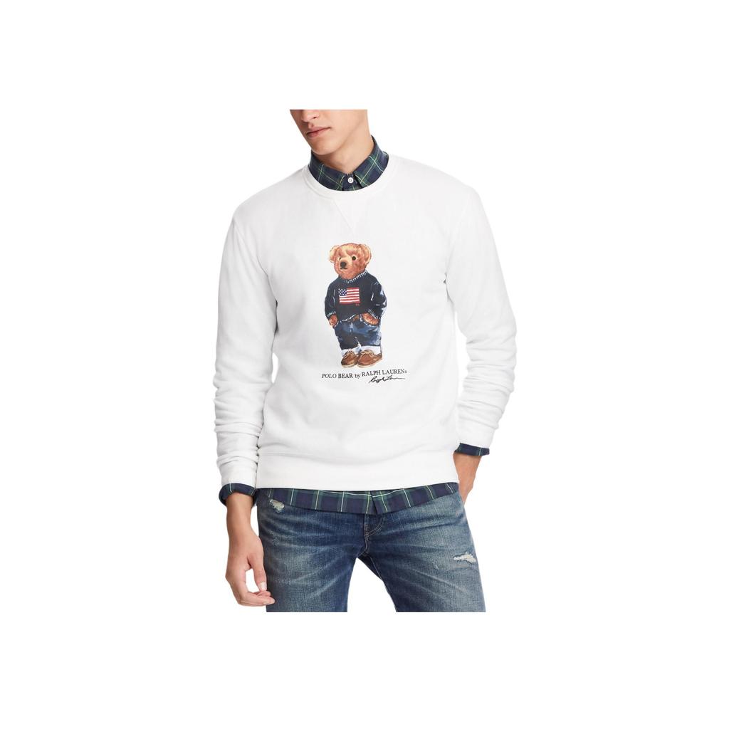 Мужской флисовый свитшот Polo Ralph Lauren с круглым вырезом и графическим принтом медведя 710749332-003