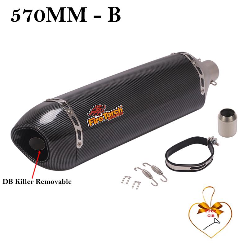 470MM 570MM Universal Motorcycle Exhaust Pipe DB Killer Muffler For Honda PCX125 150 Z900 R6 TMX530 CB500 R1 Tenere700 XTZ700
