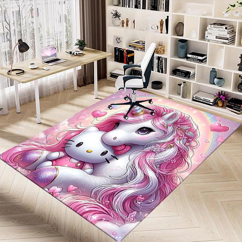 1 шт. Ковер с единорогом Hello Kitty, офисный коврик, уличный коврик, домашний декор, ковер для зоны, праздничный подарок, коврик под офисное кресло
