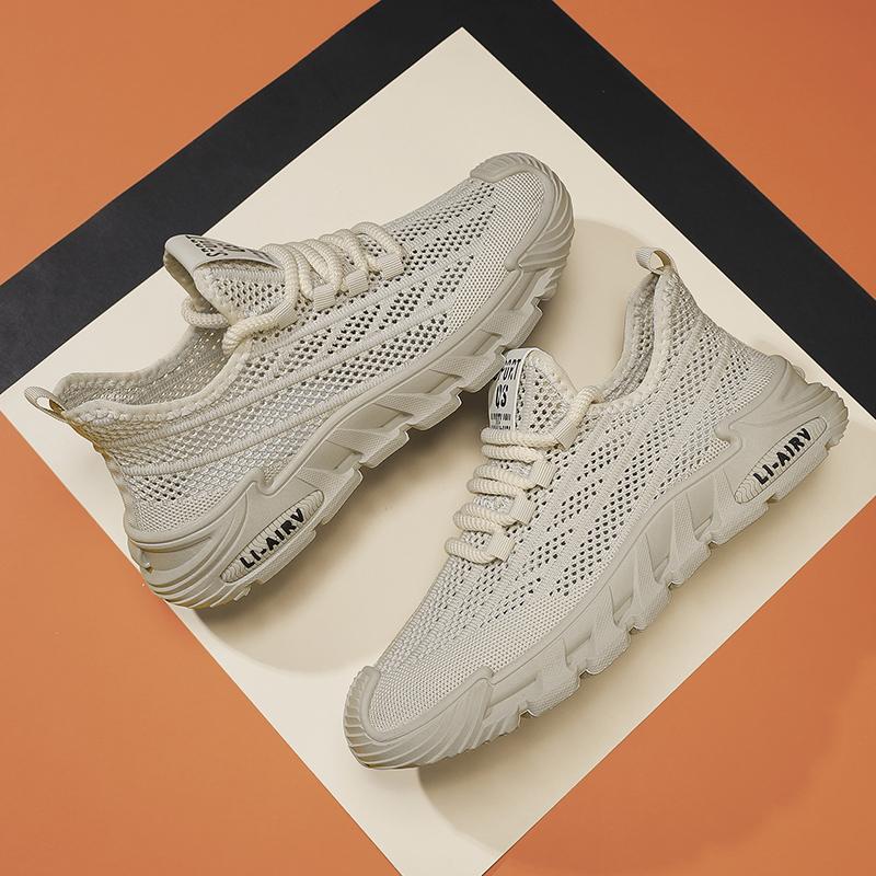 Сетчатые туфли летние дышащие fly-woven сетка тонкие новые повседневные сетчатые полые спортивные беговые туфли
