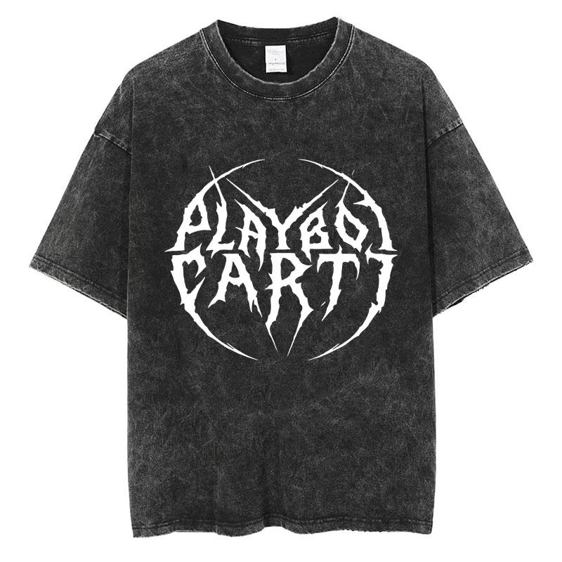 Rapper Playboi Carti Music Album Die Lit Washed Tshirt Men Women Hip Hop Popular Tees Fashion Gothic Tshirts Cotton Streetwear