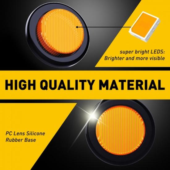 10* Yellow Marker Red Lights 2" LED Truck Trailer Clearance Round Side Light EOA