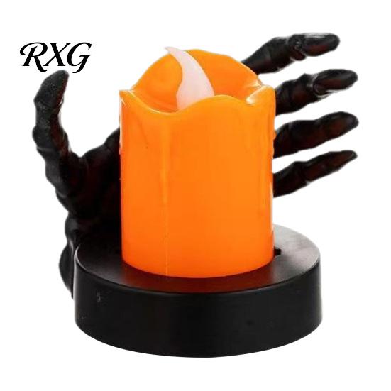 Vintage Brown Skeleton Decor Halloween Candle Light, LED Hand Decoration with Flickering Decorative Horror Prop Flame, Spooky Tabletop for Party
