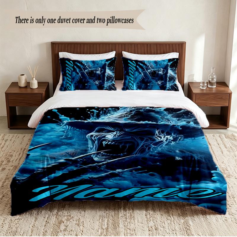 Freddy Krueger Personalized Custom Name 3‑Piece Bedding Set Soft Duvet Cover Set For Bedroom Home Decor