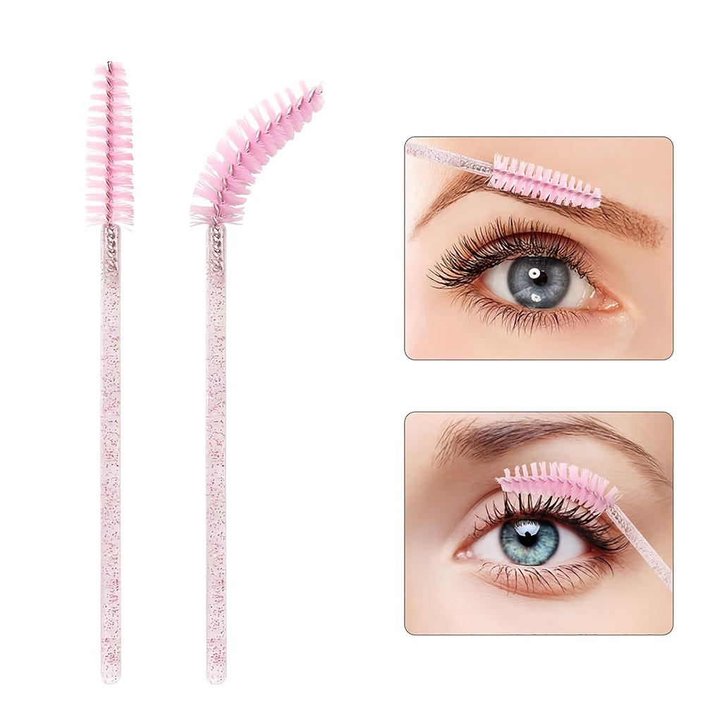 50-200pcs Disposable Eyelash Mascara Brushes with Crystal Handles Included Storage Box Travel Pack Bristles for Makeup Accessory