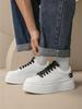 Мужские белые кроссовки на платформе - 2025 Осень Дышащие повседневные туфли на толстой подошве с дизайном, увеличивающим рост