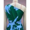 Women's Summer Printed Leaf Patchwork Strapless Printed Long Dresses