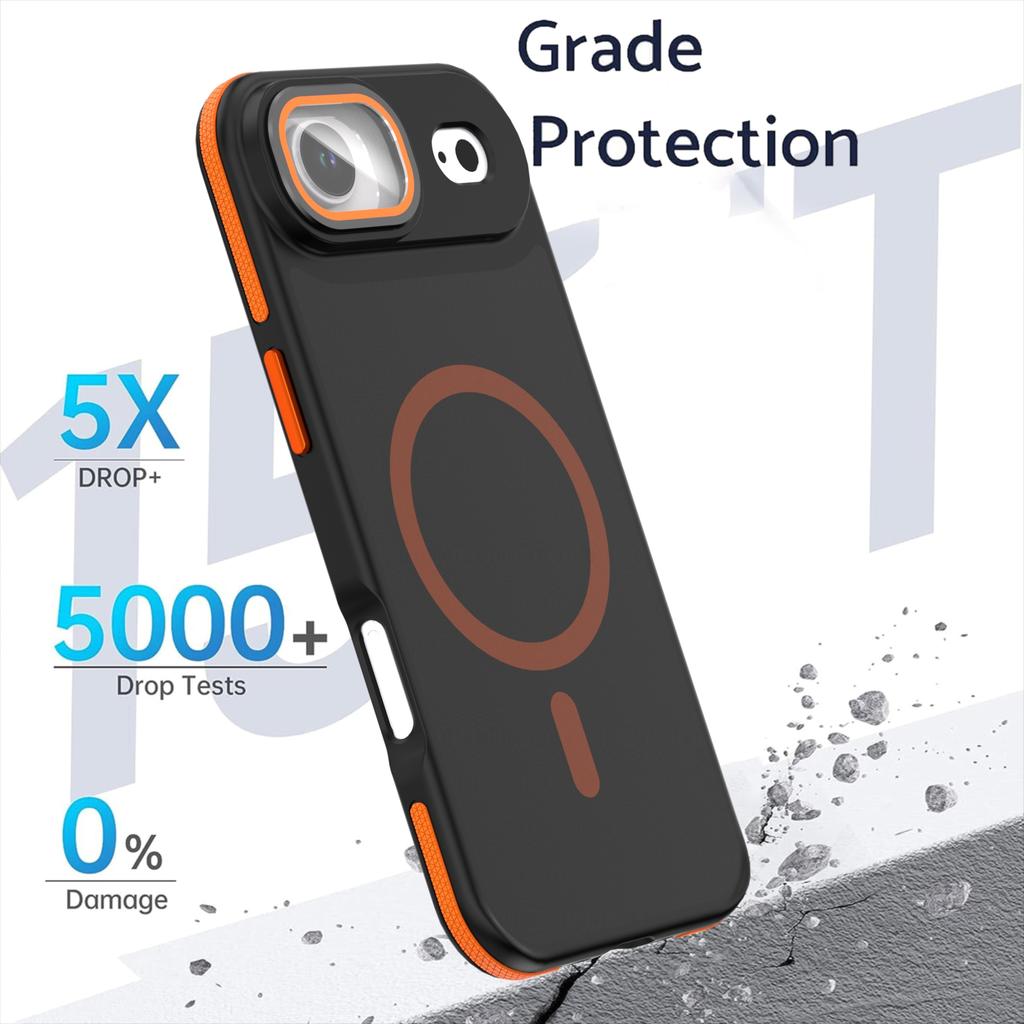 For iPhone Air Magnetic Case Skin-Touch TPU Acrylic Phone Back Cover with Lens Protector Kickstand