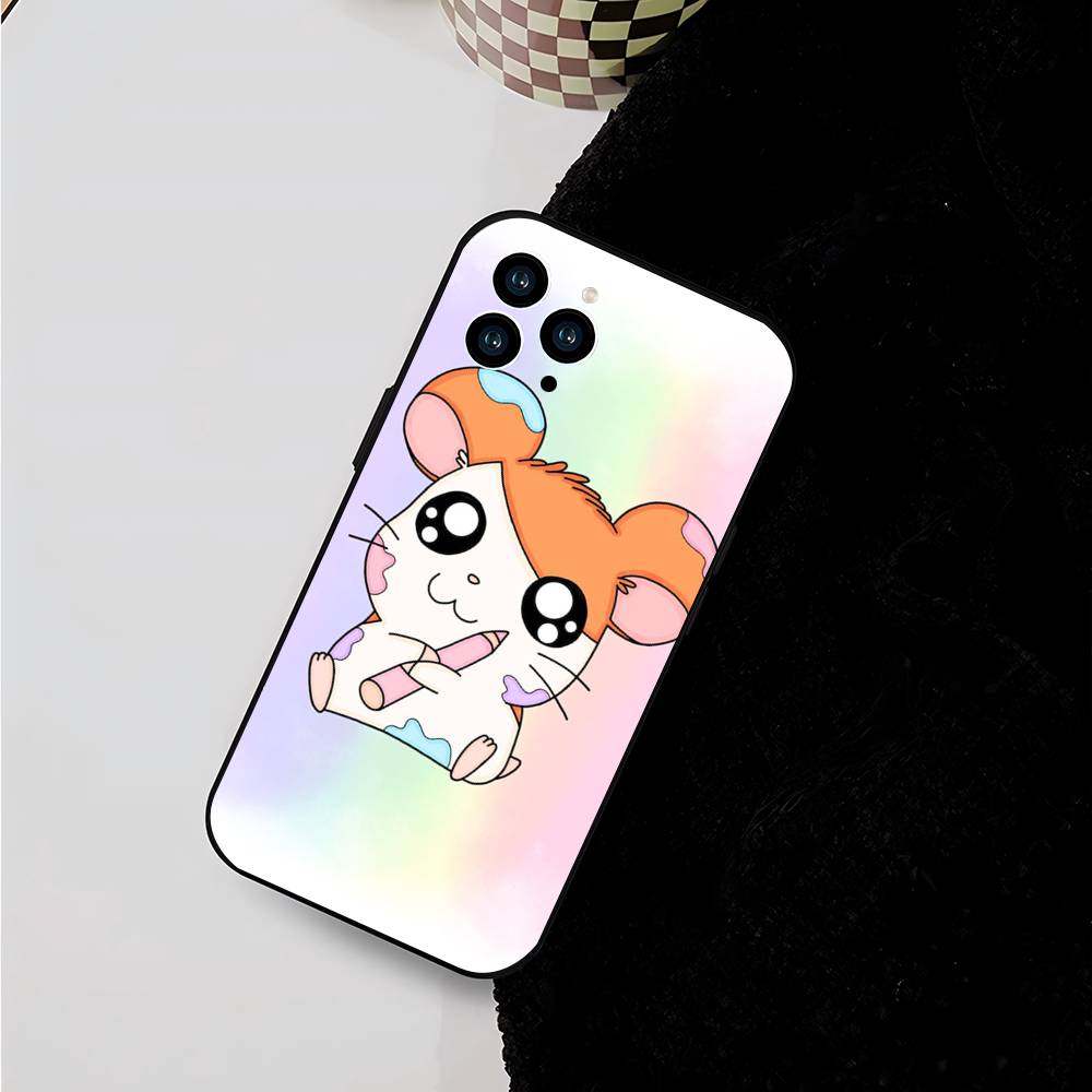 Мультяшный Аниме H-Хамтаро Чехол для Телефона Для IPhone 17 Air 16 15 14 13 Pro Max 11 12 Черный Силиконовый Чехол