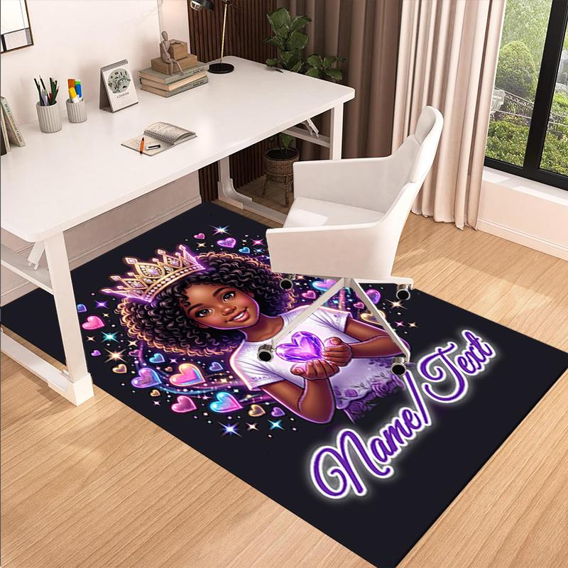 1PC Custom Name Princess Heart Dreams Theme Floor Mat Ideal for Living Room, Game Rooms, Office, Bedroom,Floor Mat Playful Design