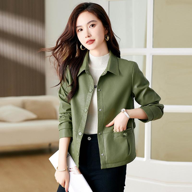 Hua Ge Di Qing натуральная кожаная куртка женская новый стиль модная тонкая куртка из овечьей кожи с лацканами