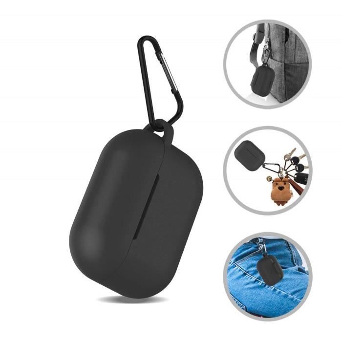 Чехол для AirPods - Phonillico - Силиконовый чехол Черный - Защита от ударов - Пылезащитная заглушка - Карабин