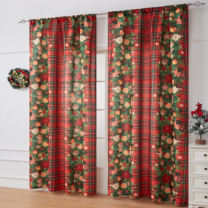 Американские шторы блэкаут на рождественскую тематику - Праздничная прямоугольная декоративная ткань