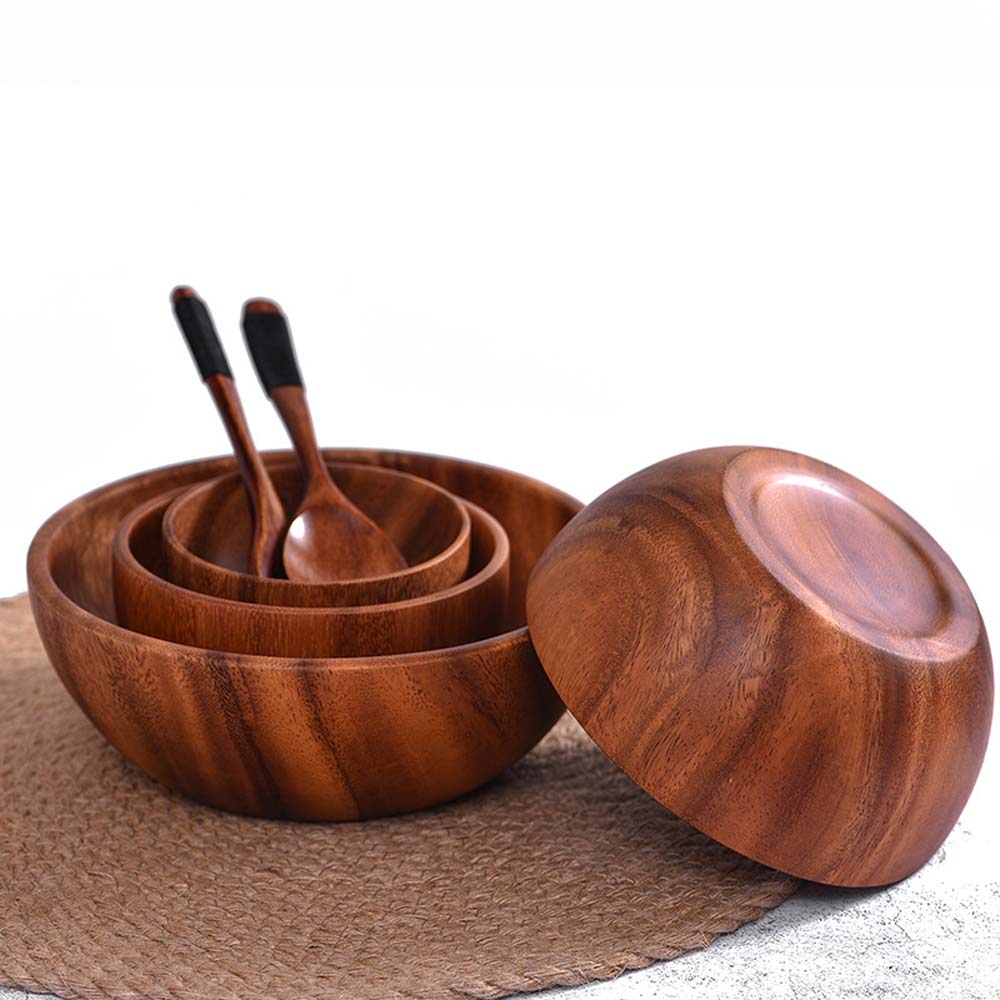 Для лапши риса супа салата Деревянная посуда из натурального дерева акации Миска Миски для рамена Деревянная миска