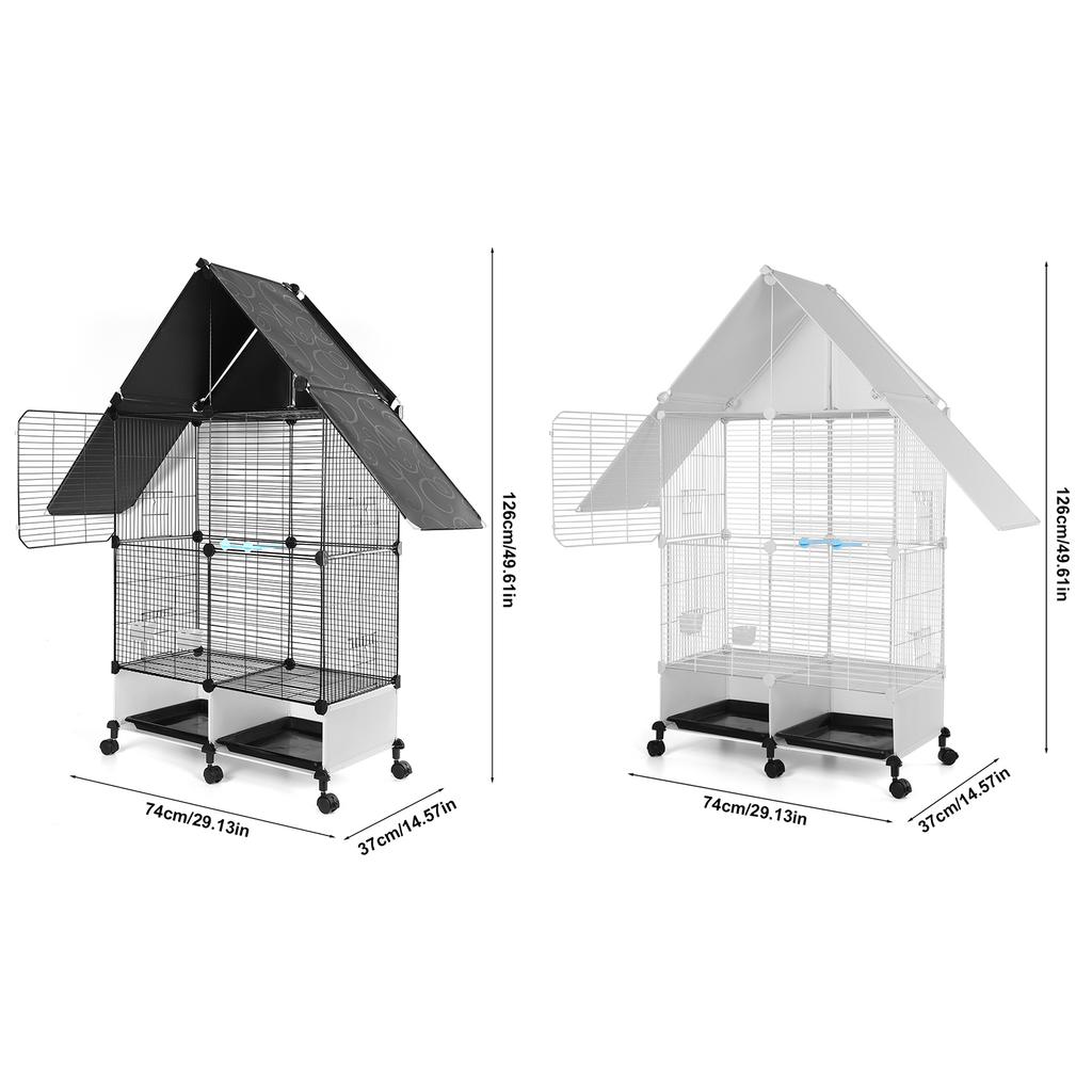 Bird Cage with Rolling Stand House Shape Bird Cage Large 2 Tier Bird Cage with Lock Bird Villa for Medium & Large Birds