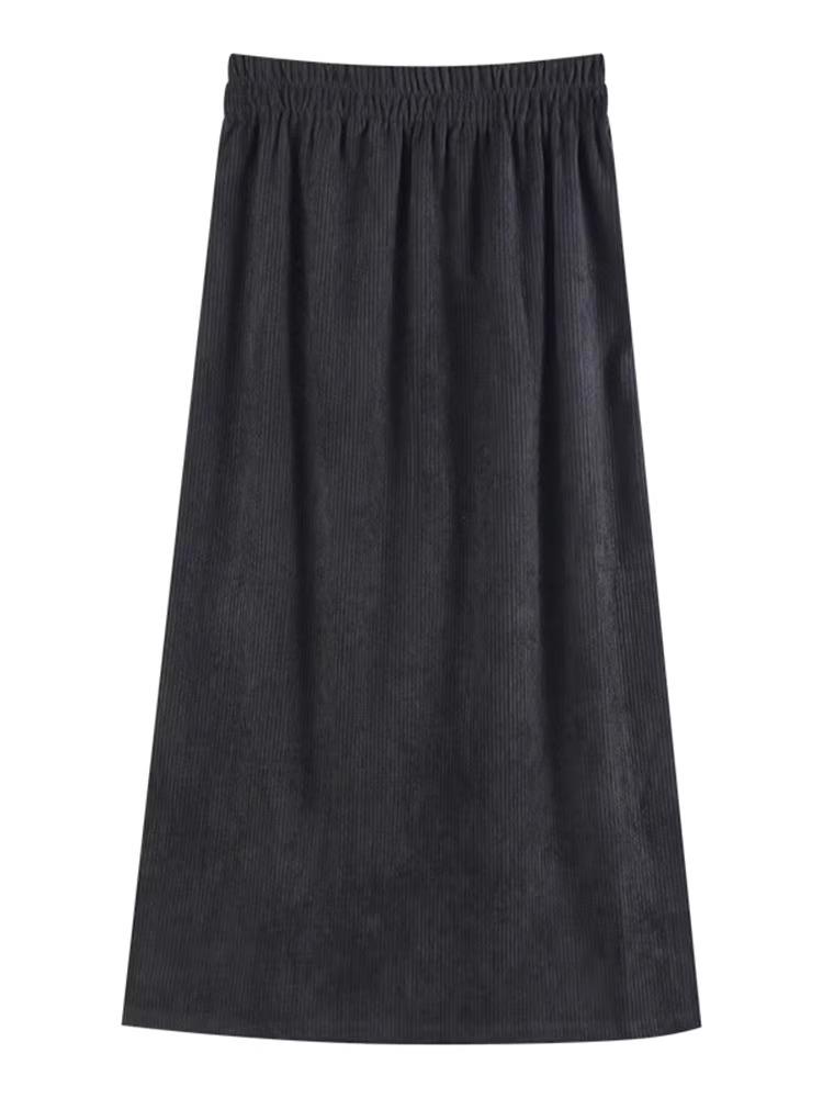 Женская вельветовая юбка А-силуэта с высокой посадкой - Приталенный крой, стильный корейский дизайн для осени/зимы 2023