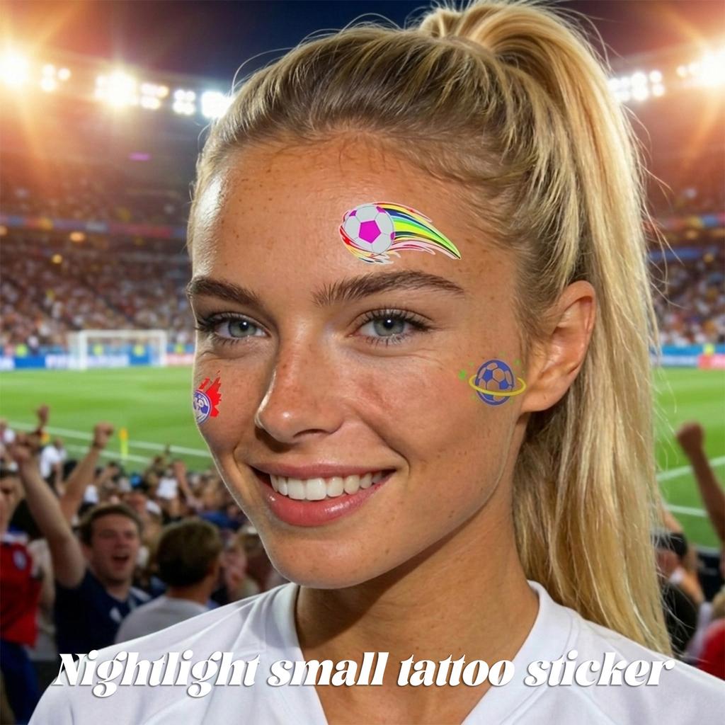 Glow-in-the-Dark Small  Stickers, Football Theme Fluorescent Tattoos, Event Cheering Decorative Stickers