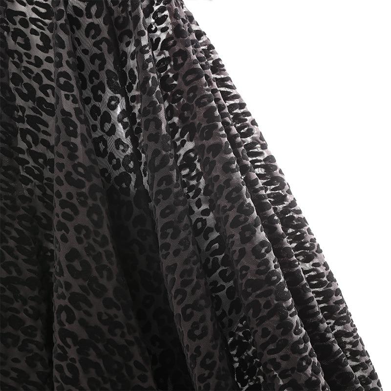 1/2/3yards Black Color Spandex Leparod Flocking Mesh Fabric Stretchy African Net Fabrics Nigeria George Fabric for DIY Sewing