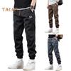 Весна Осень Мужские брюки-карго Свободные эластичные брюки на завязках на талии Множество карманов Однотонные спортивные брюки больших размеров с резинкой на щиколотке Повседневные брюки Ninth
