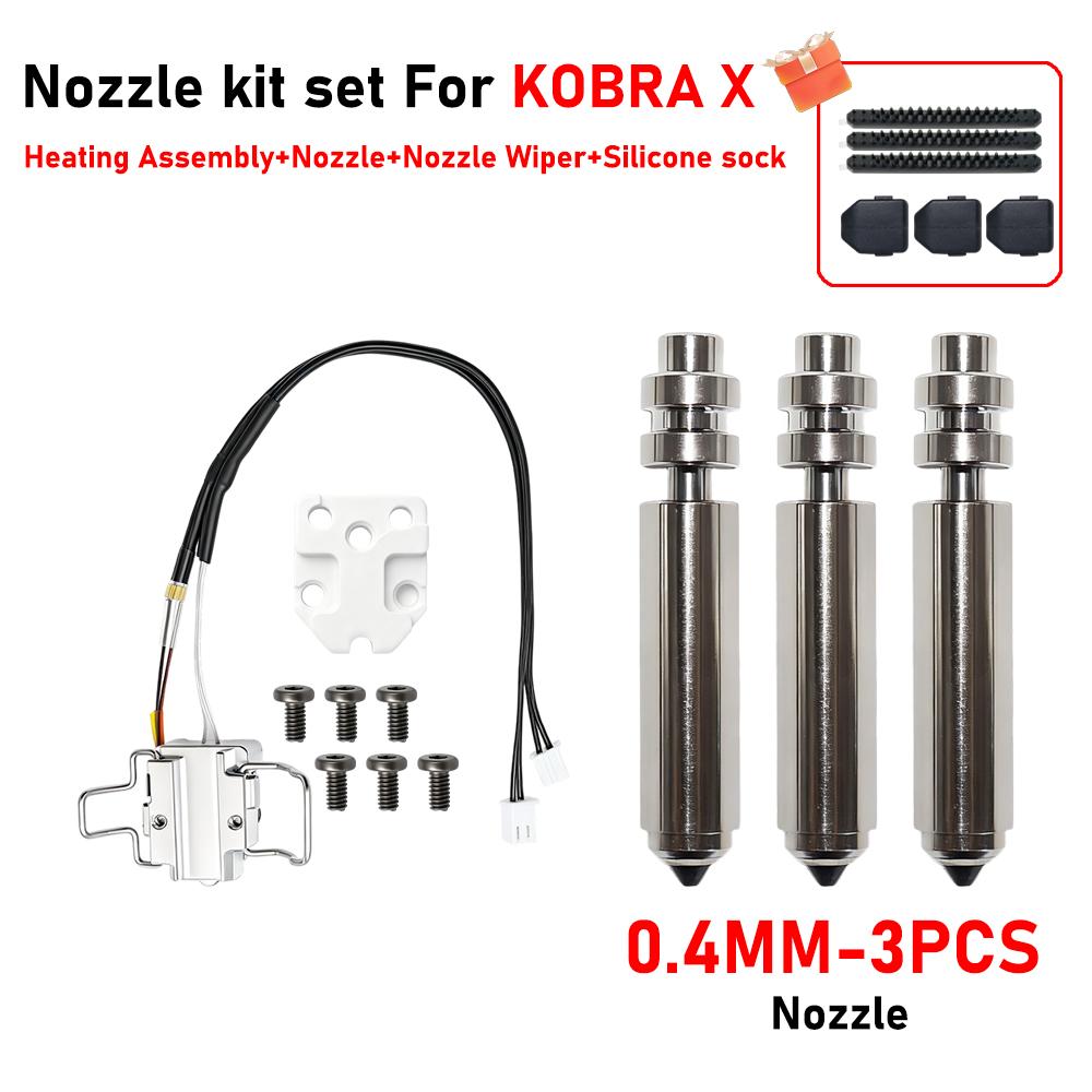 For Anycubic Kobra X Combo Quick Swap Bimetallic Nozzle 0.2/0.4/0.6/0.8 Upgraded High Temperature Resistance Nozzle for KobraX