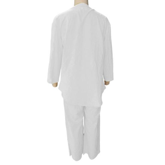 2Pcs/Set Women Shirt Pants Set Solid Color Long Sleeves Single-breasted V Neck Blouse Elastic Waist Loose Wide Leg Trousers Casual Commute Clothes