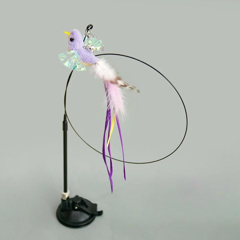 Интерактивная игрушка для кошек Handfree Cat Stick Играющий котенок Играющий тизер Палочка Игрушка на присоске Птица/перо Кошачья палочка Товары для домашних животных