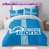 Detroit Lions rugby Pattern Bedding,Quilt Set Quilt Cover Pillowcase Home Birthday Gift (1*duvet cover+2*pillowcase,without core)