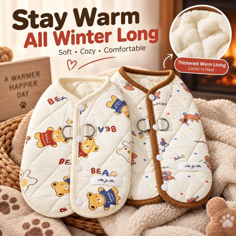 Windproof Pet Dog Clothes Cartoon Puppy Clothes Vest Winter Dog Jacket  For Small Medium Dog